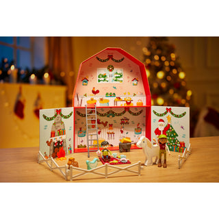 Hape E3410 Kids Wooden Pony Farm Christmas Advent Calendar Set with 24 Figures