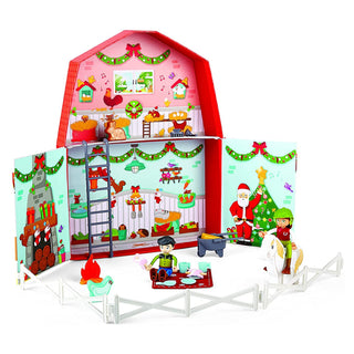 Hape E3410 Kids Wooden Pony Farm Christmas Advent Calendar Set with 24 Figures