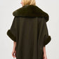 Joseph Ribkoff - Faux Fur Trim Oversized Three Quarter Sleeve Cape