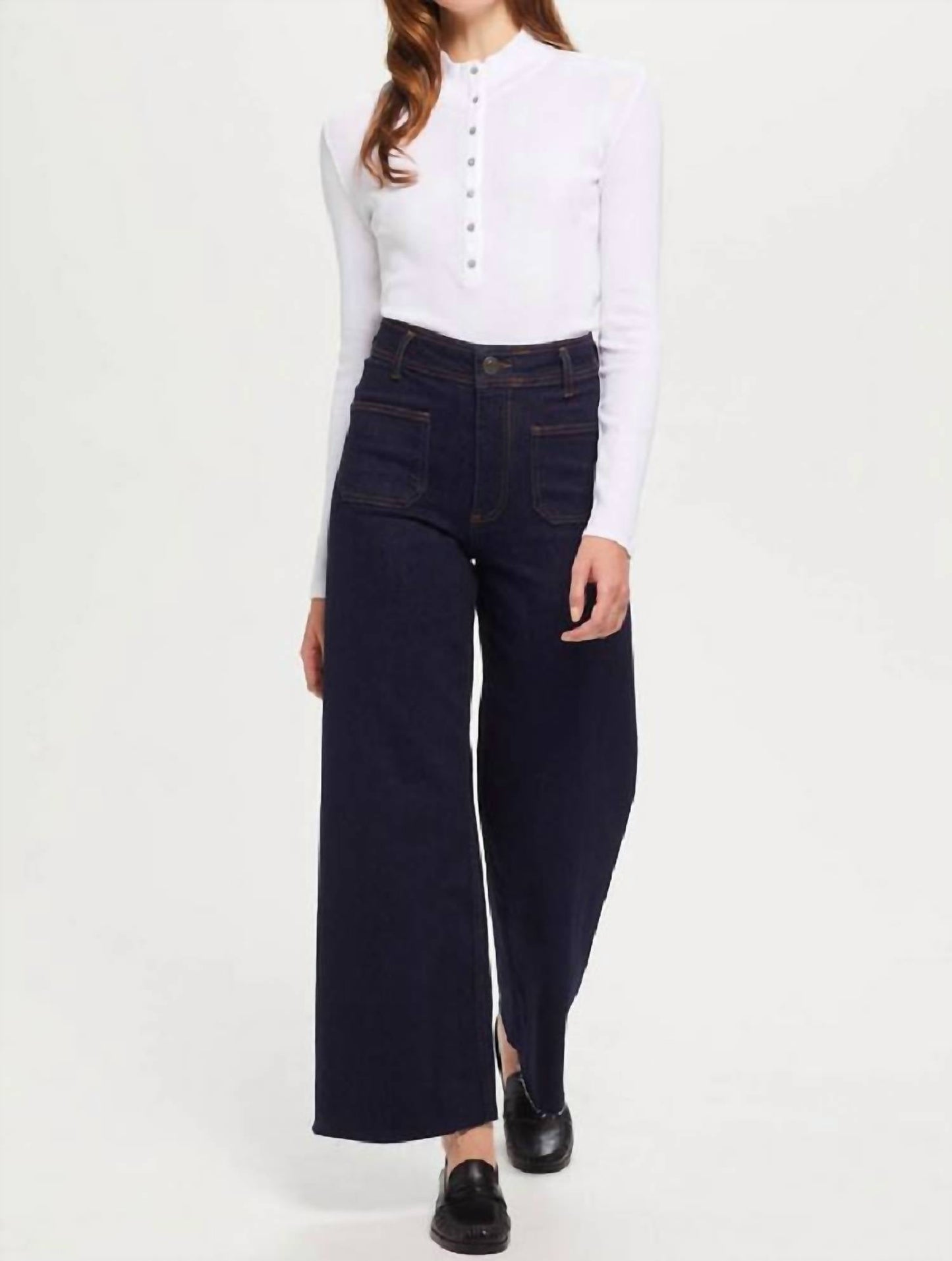 Goldie - Cotton Rib Mock Neck Henley