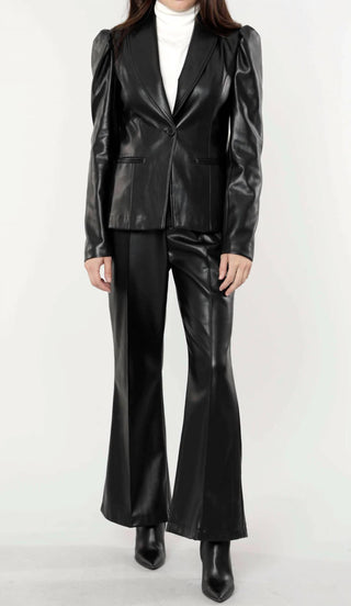 Dolce Cabo - Puff Shoulder Vegan Leather Blazer