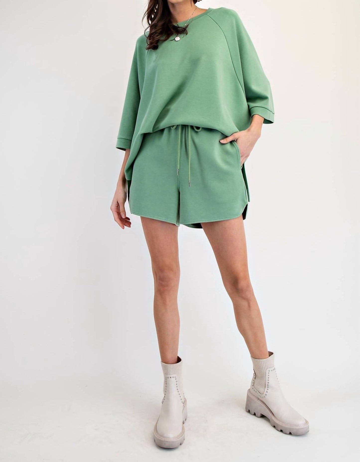 Daisy Street - Knit Matching Shirt And Short Set