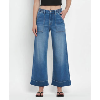 Vervet By Flying Monkey - Enviably High Rise Double Cuffed Baggy Wide Jeans