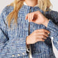 Apricot - Textured Tweed Collarless Blazer