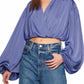 Susana Monaco - Matte Satin Wrap Poet Sleeve Top