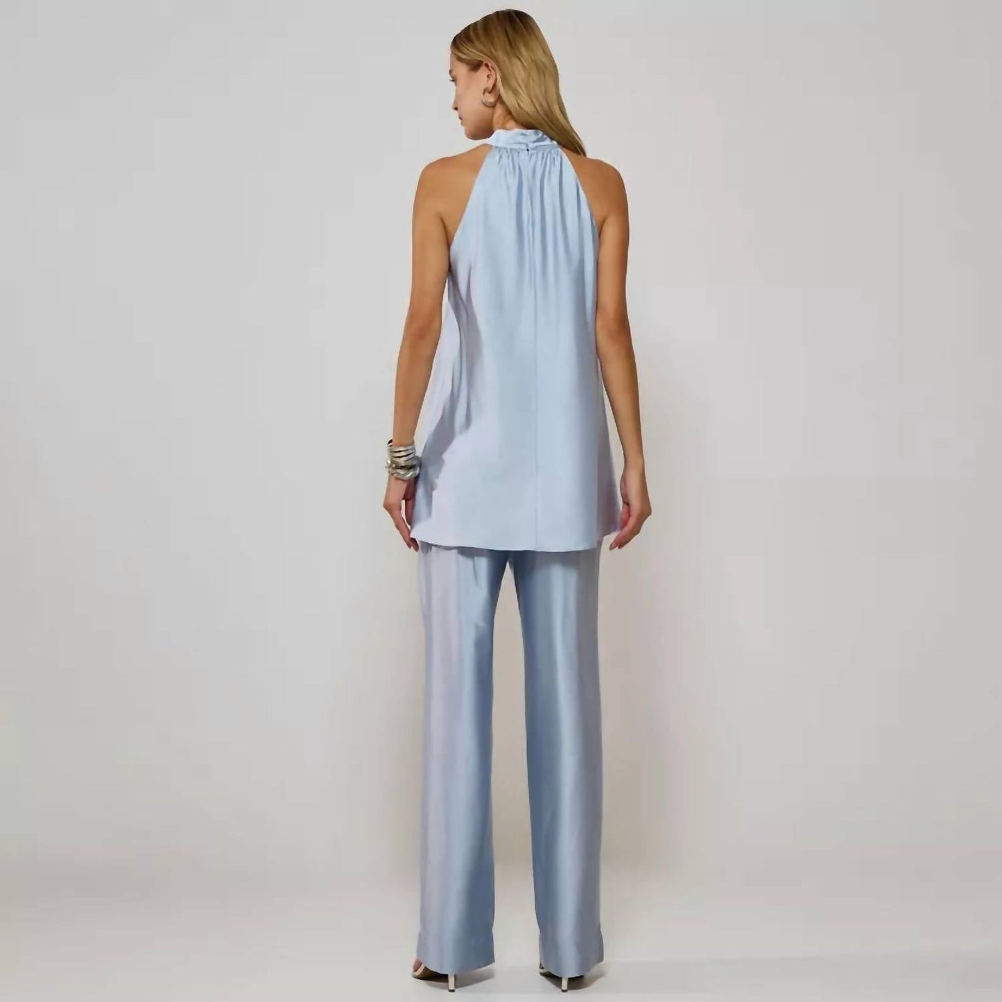 Raizz - Gisele Satin Top And Pants Set With Scarf