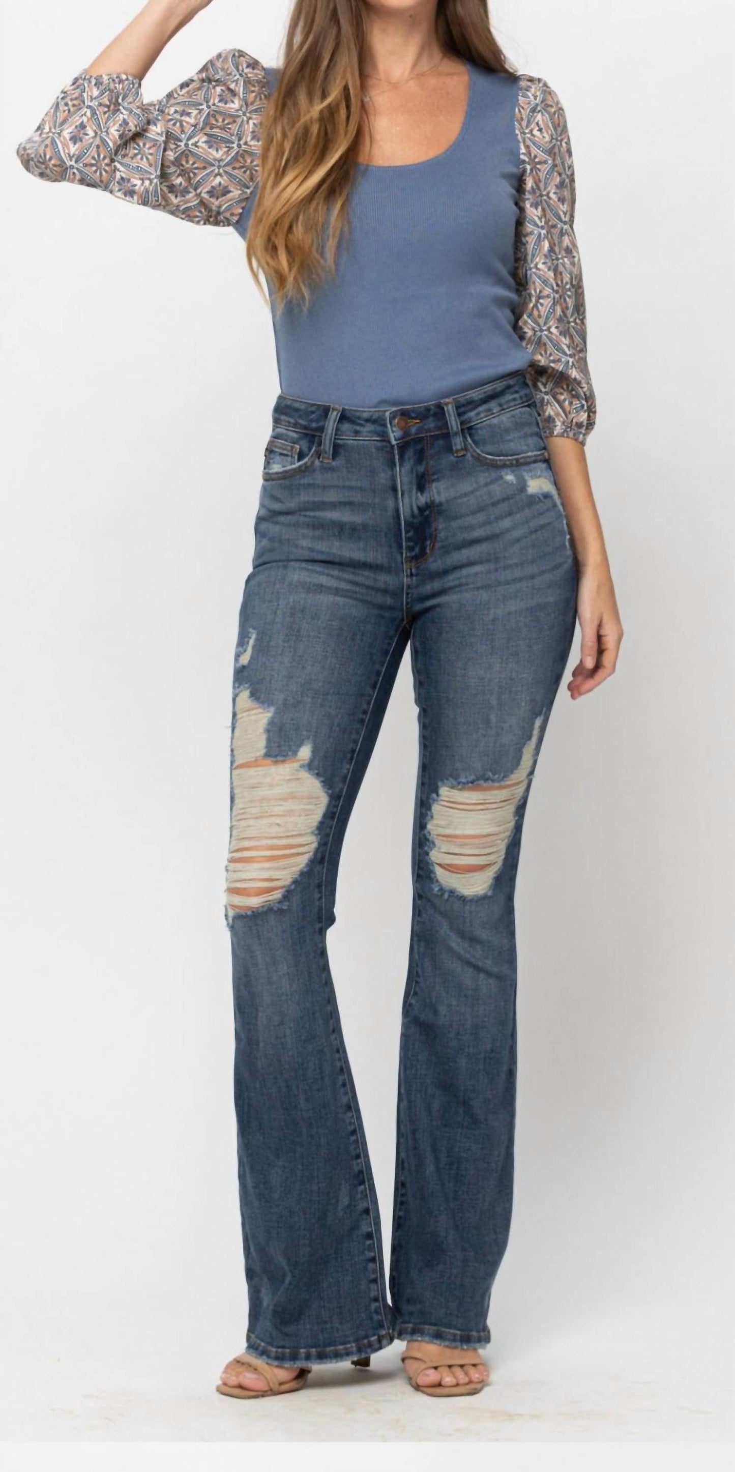 Judy Blue - Destroyed Knee Flares No