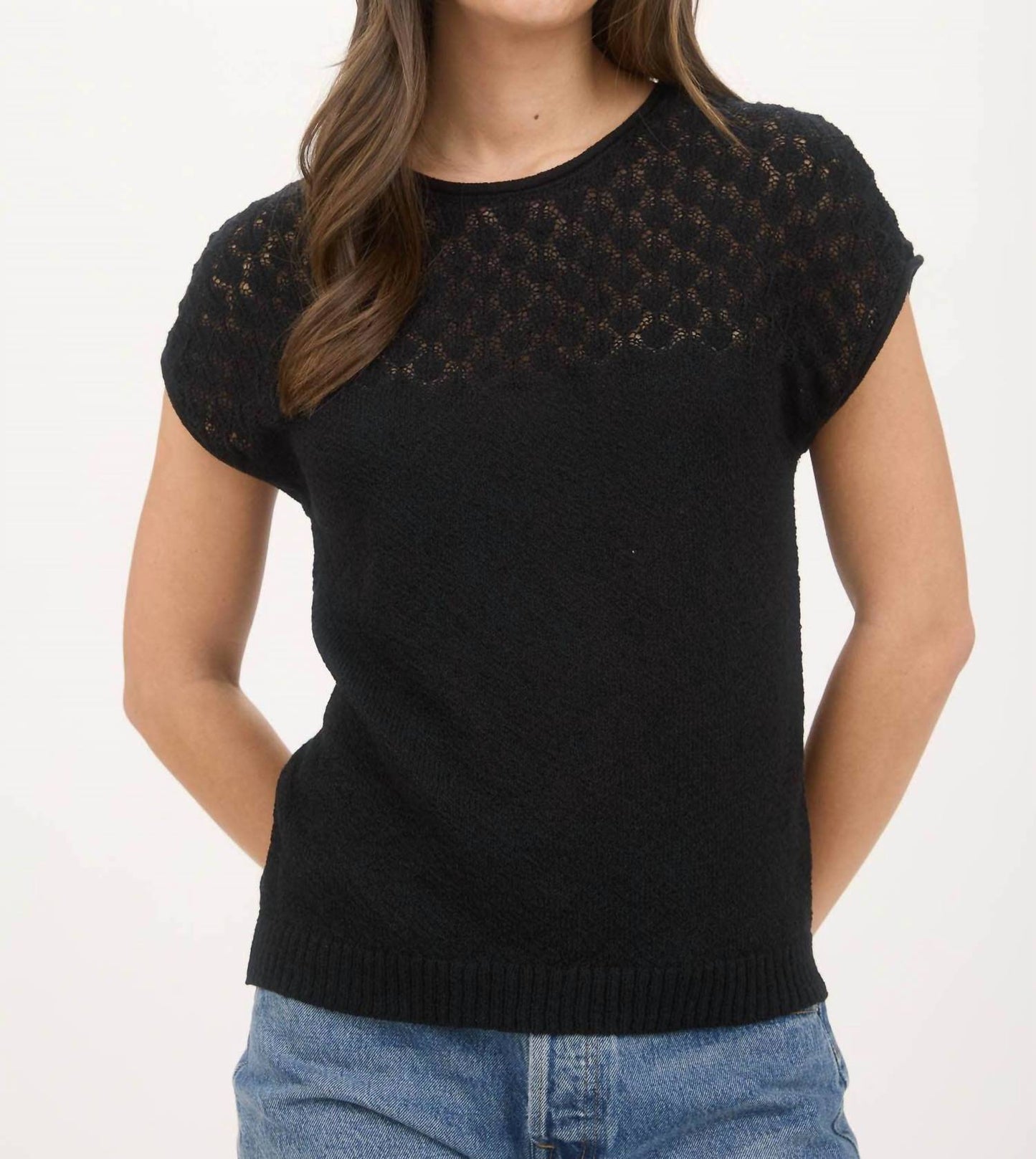 Blu Pepper - Eyelet Sweater Knit Top