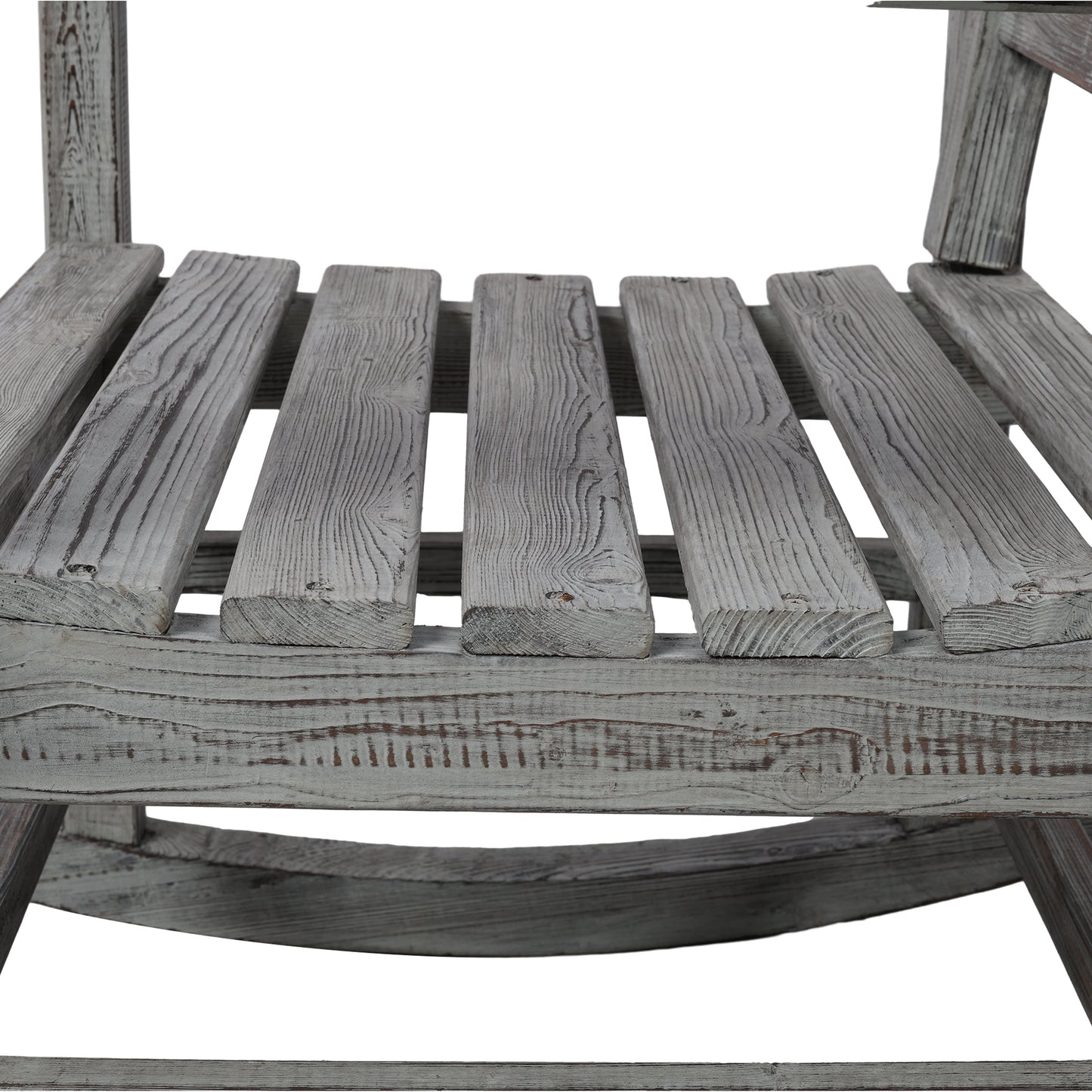Wooden Oversized Porch Rocker Chair With Wide Seat and Tall Backrest