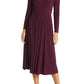 Eliza J Pleated Keyhole Cutout A-Line Dress in Wine, Size 8