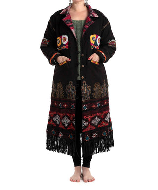 Standawt - Hand-embroidered Patches Merino Wool Coat