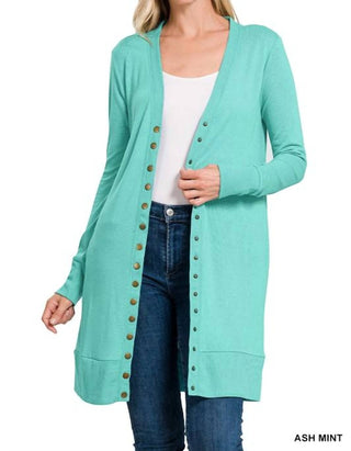 Zenana - Women's Snap Button Longline Cardigan