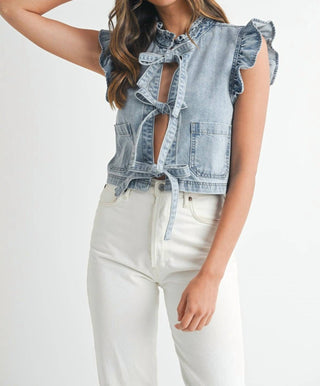 Mable - Ruffle Detail Denim Vest