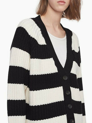 Calvin Klein Women's Striped Cardigan White Size Medium
