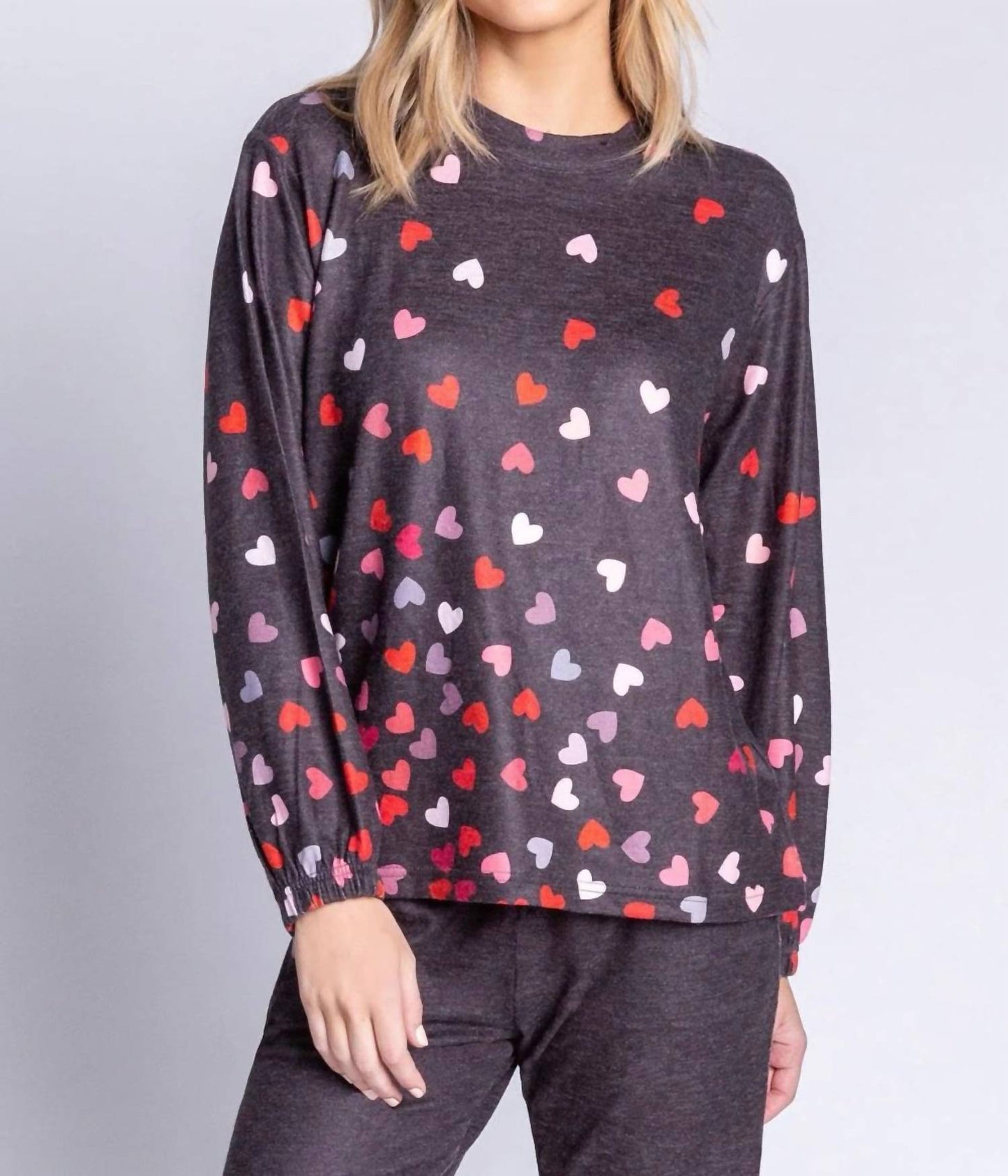 Pj Salvage - Kiss Me Goodnight Long Sleeve Lounge Top Rbkgls