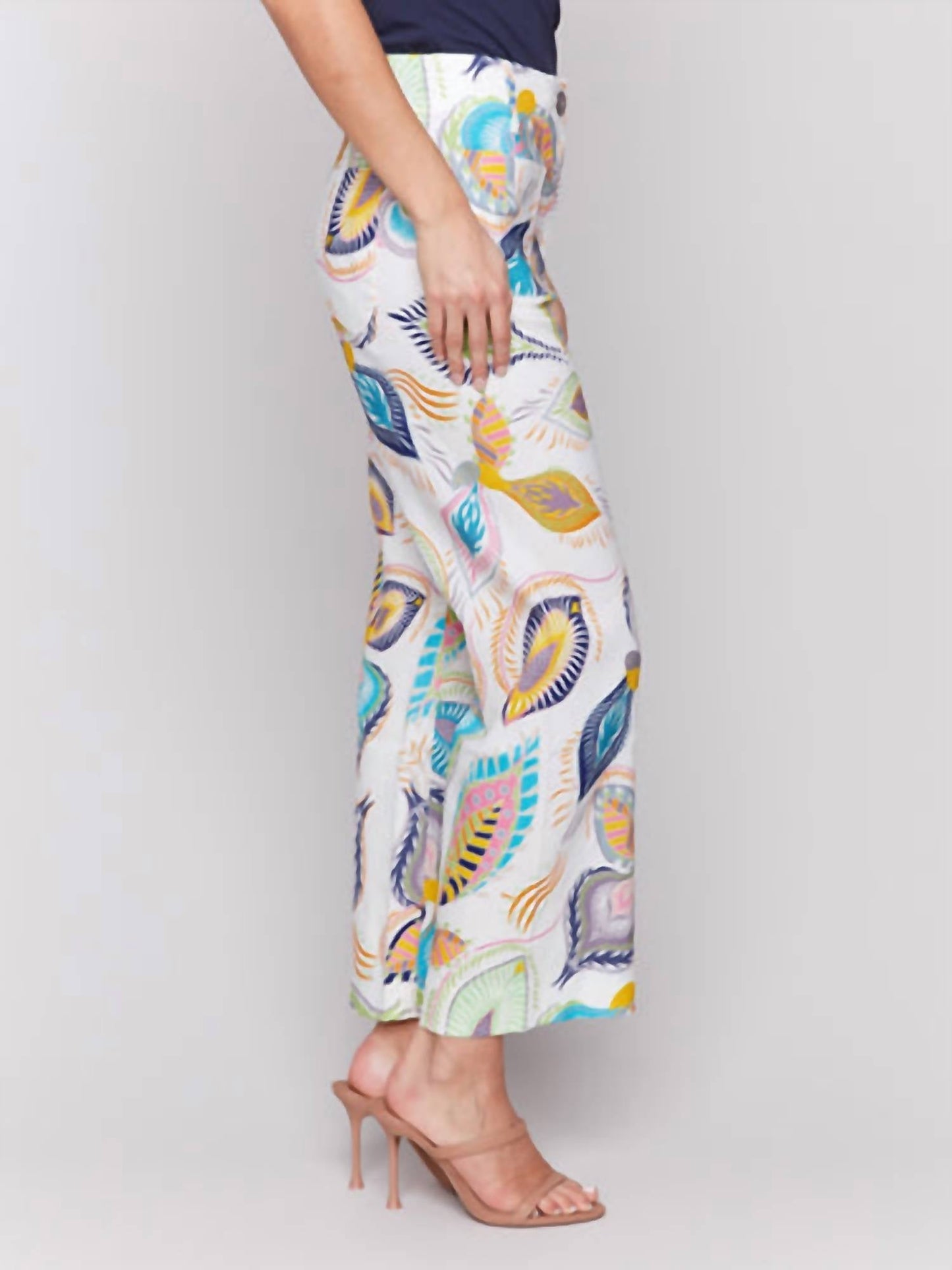 Charlie B - Printed Cropped Linen Blend Pants