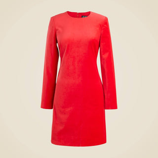 J.Crew - Long-sleeve Shift Dress In Stretch Velvet
