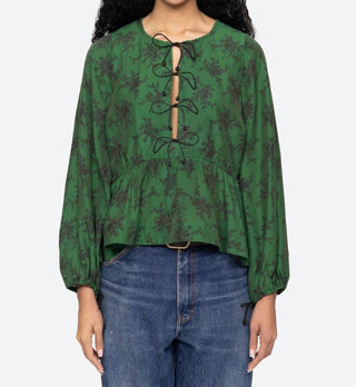 Sea - Joan Print Tie Front Top