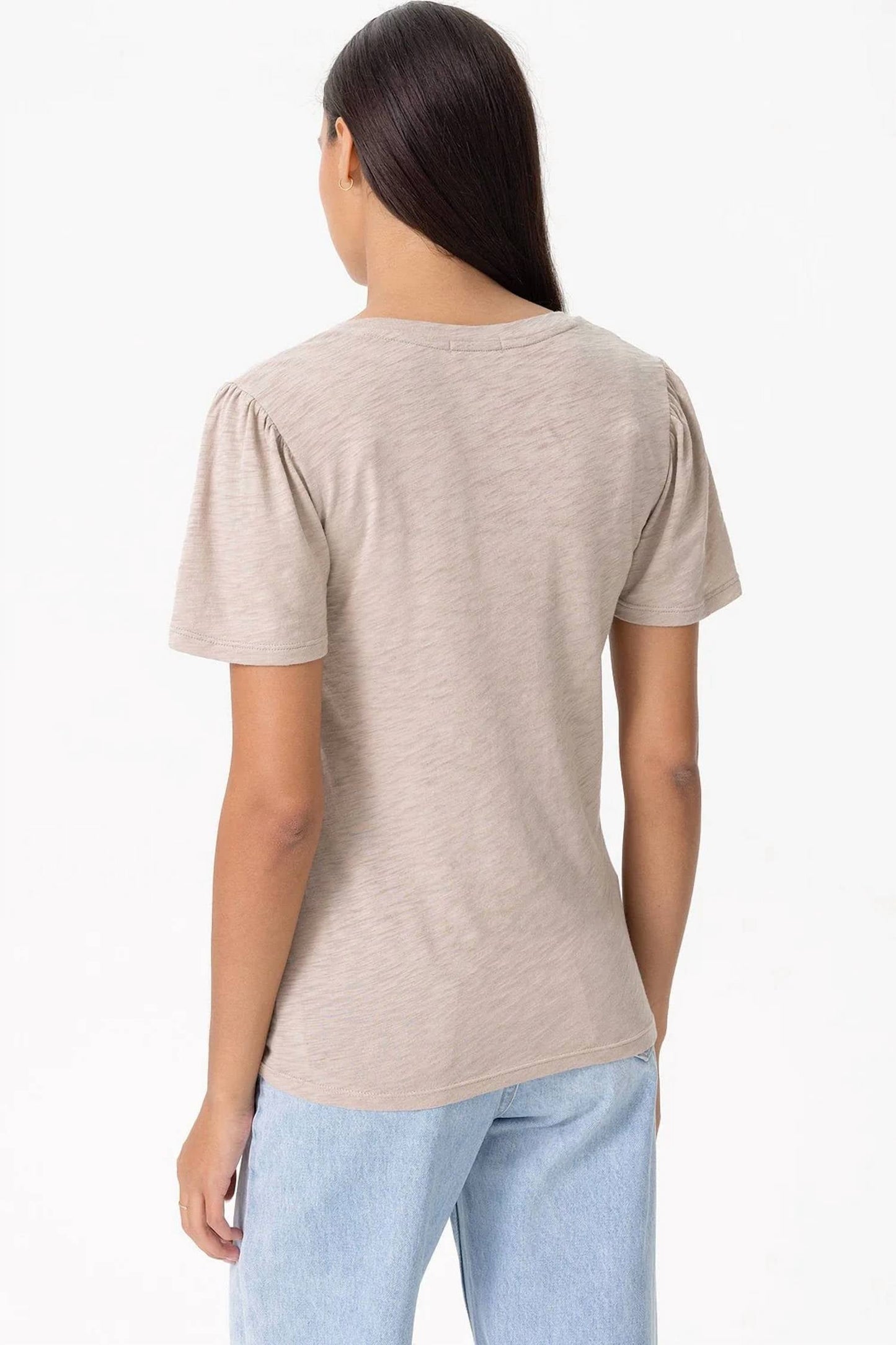 Goldie - Signature Slub Flutter Sleeve V Neck Tee
