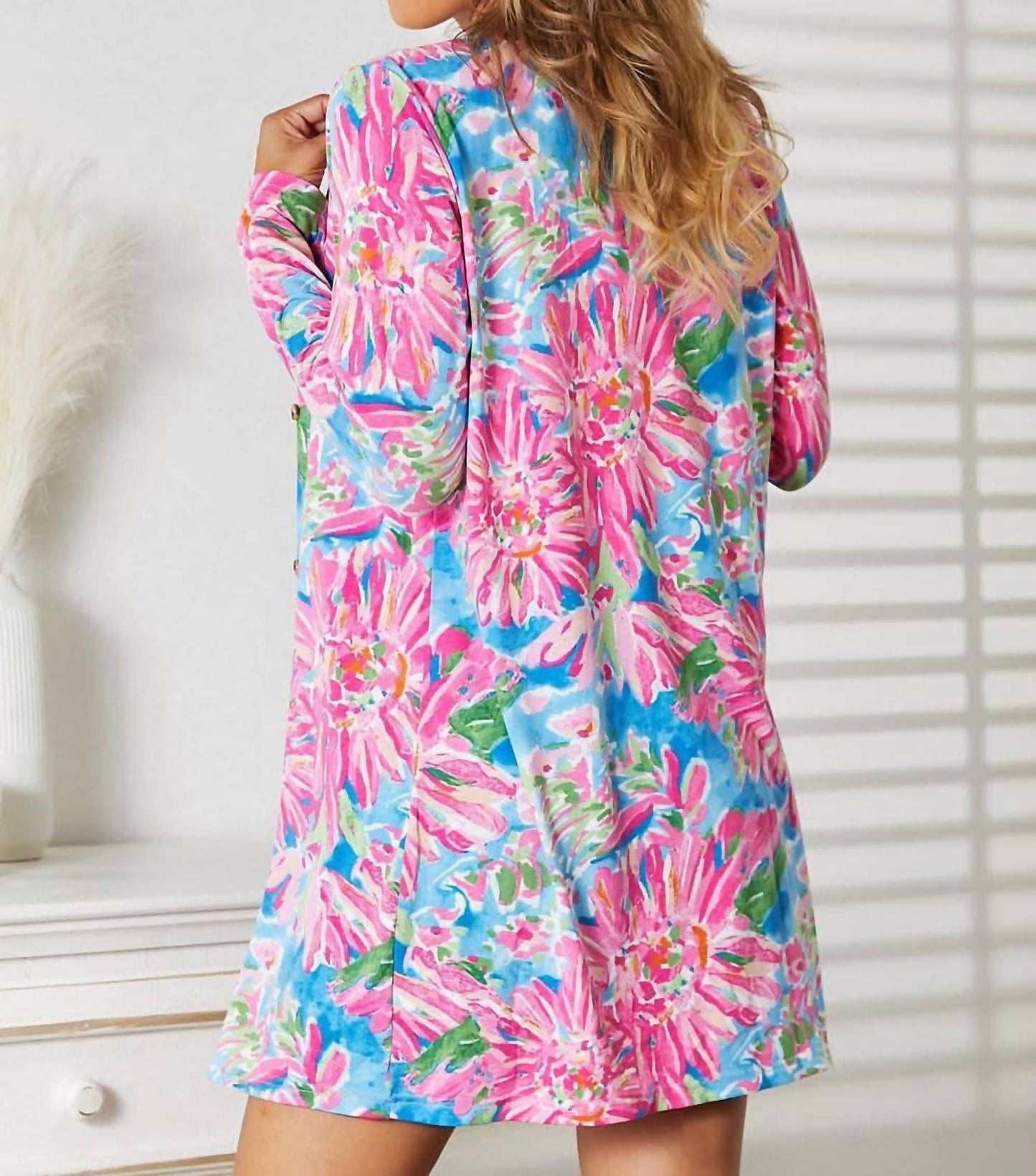 Double Take - Floral Open Front Cardigan