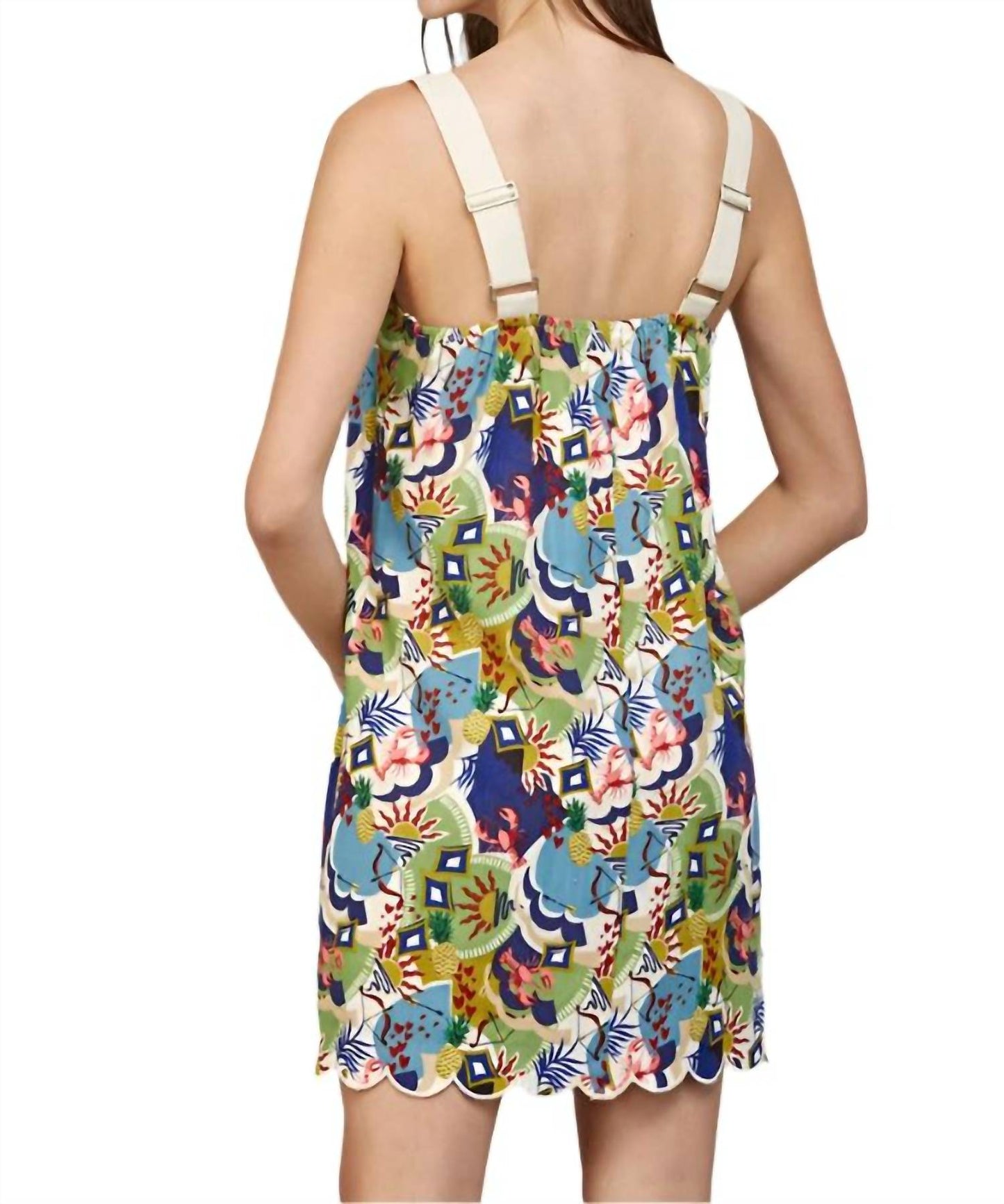 Fate - Linen Blend Scallop Edge Mini Dress