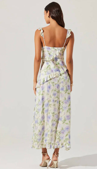 Astr - Rosalina Satin Ruffle Midi Dress