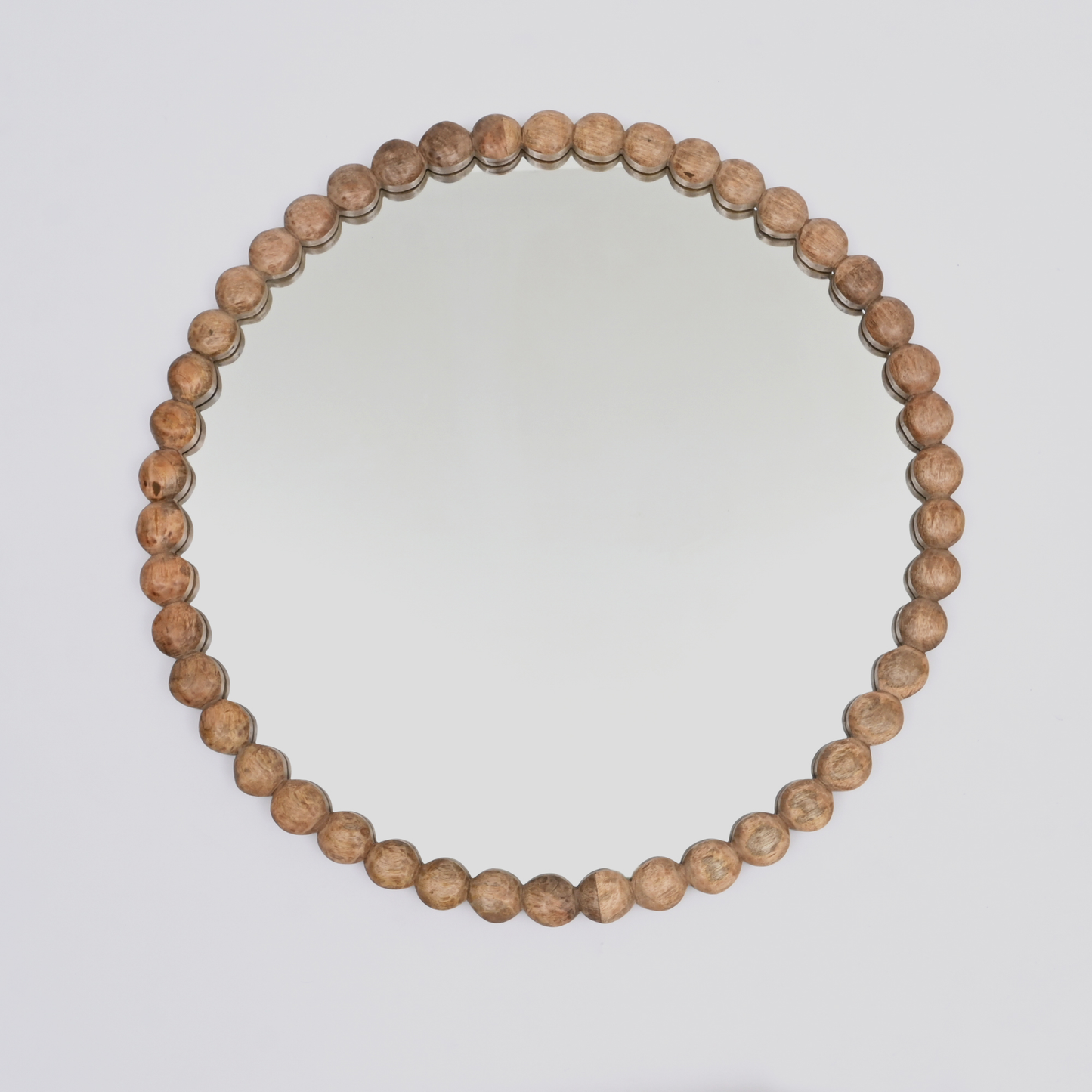 32-Inch Wooden Beaded Round Wall Mirror
