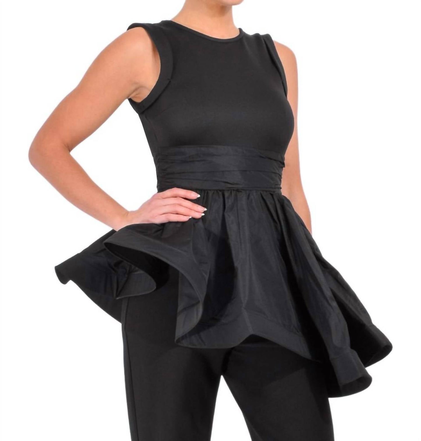 Theo & Spence - Theia Peplum Mix Media Top