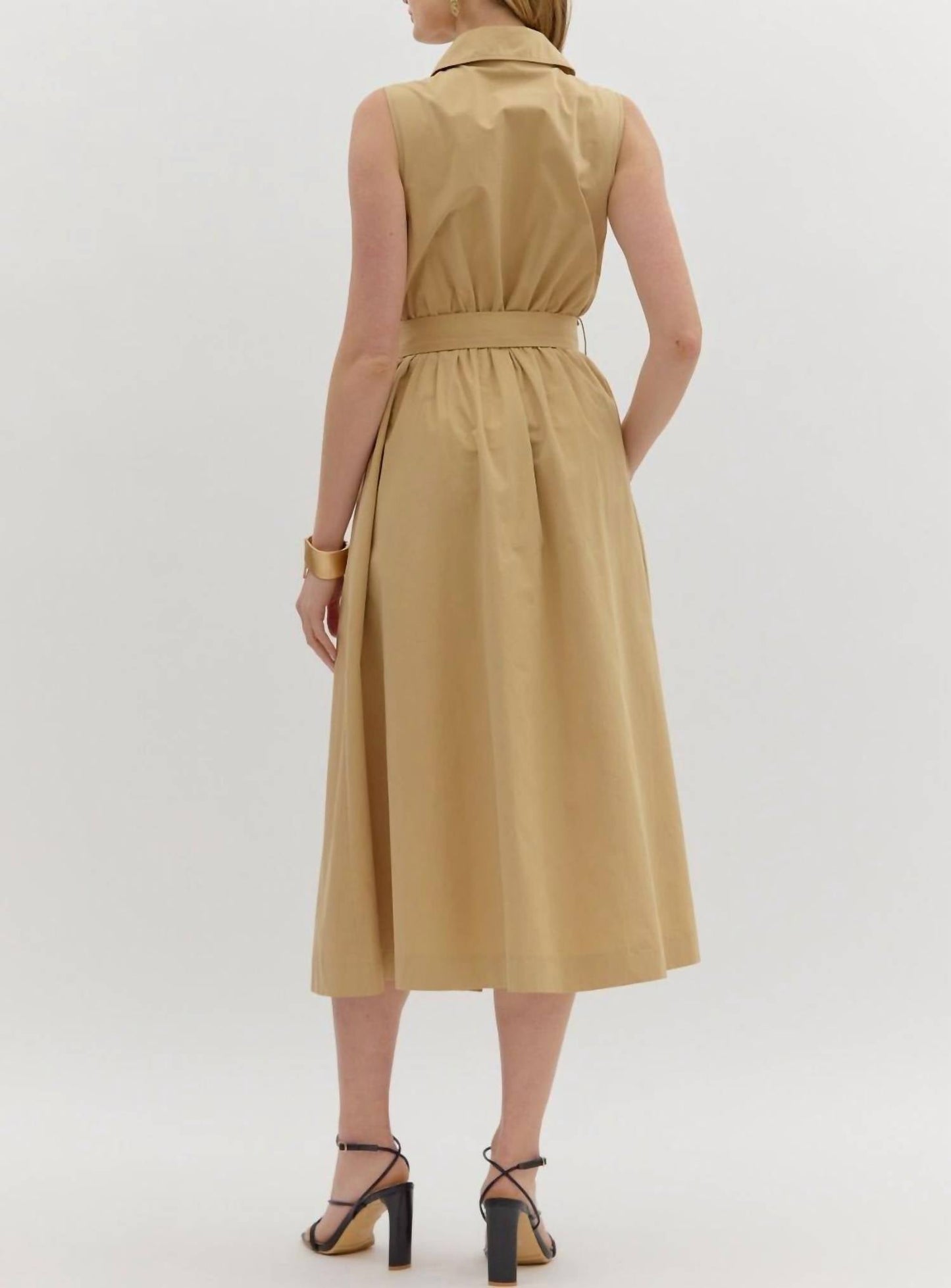 Entro - Belted Pleated Skirt & Pockets Dress