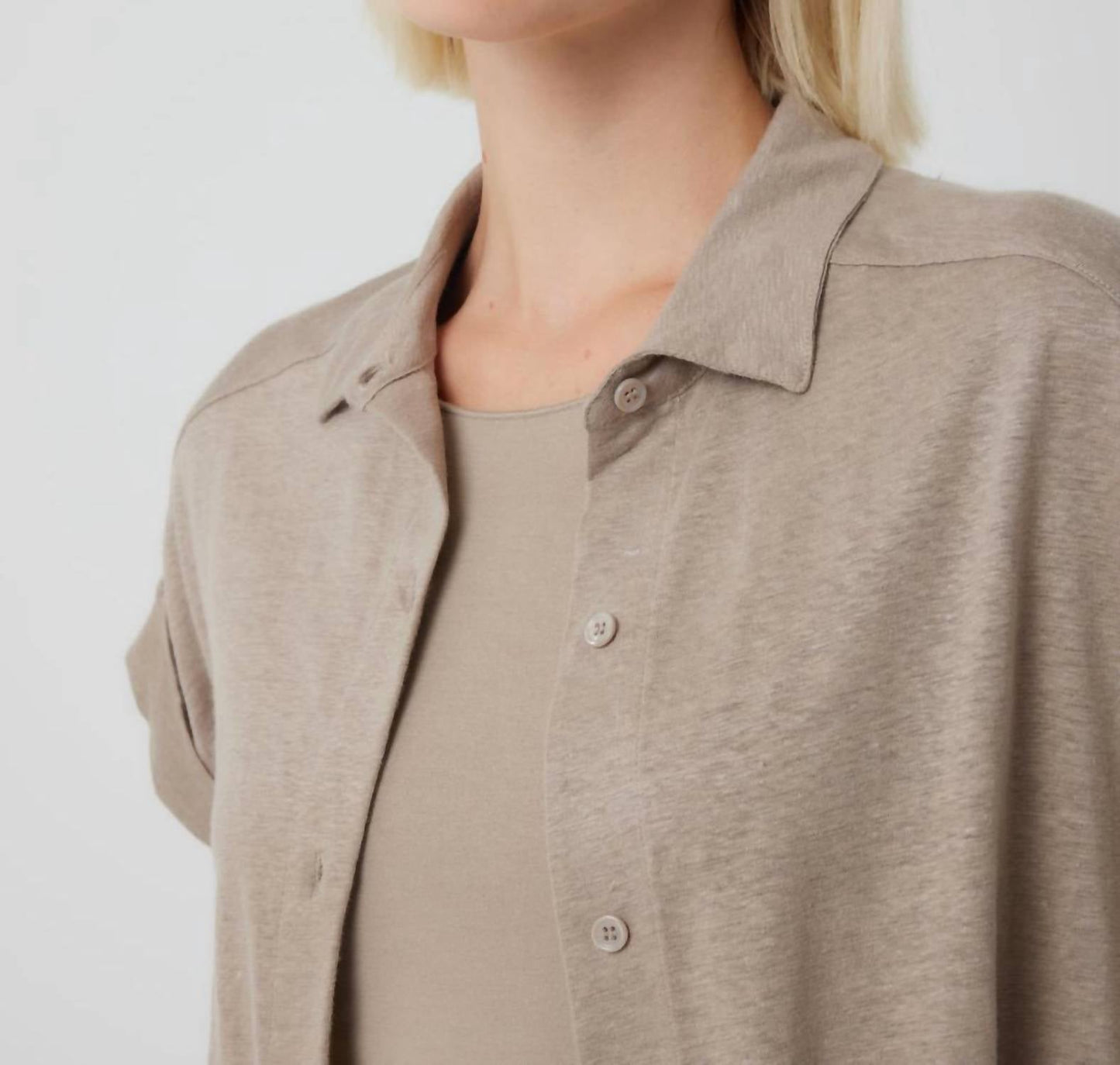 Majestic Filatures - Stretch Linen Short Sleeve Shirt With Rolled Cuff