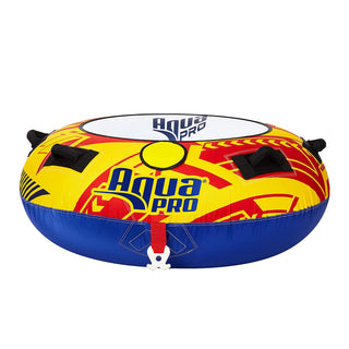 AquaPro 50 In Heavy Duty Nylon Deck Style Towable 1 Person Rider, Yellow and Red