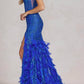 Nox Anabel - Fitted Feather Maxi Prom Dress