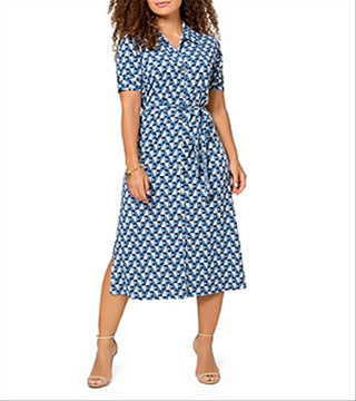 Leota Women's Sunrise Geo Sea of Belize Marshmallow Lord & Taylor Brittany Dress Blue