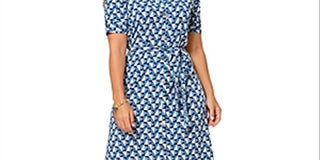 Leota Women's Sunrise Geo Sea of Belize Marshmallow Lord & Taylor Brittany Dress Blue