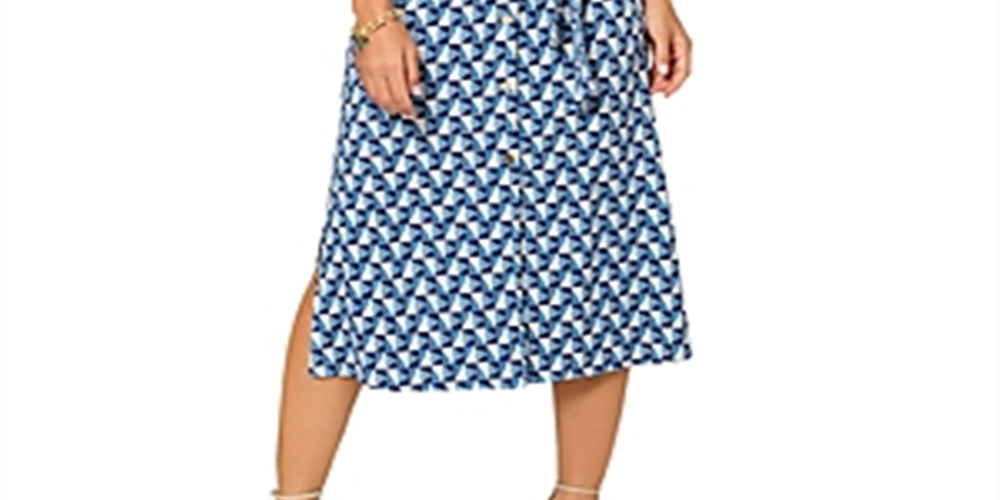 Leota Women's Sunrise Geo Sea of Belize Marshmallow Lord & Taylor Brittany Dress Blue