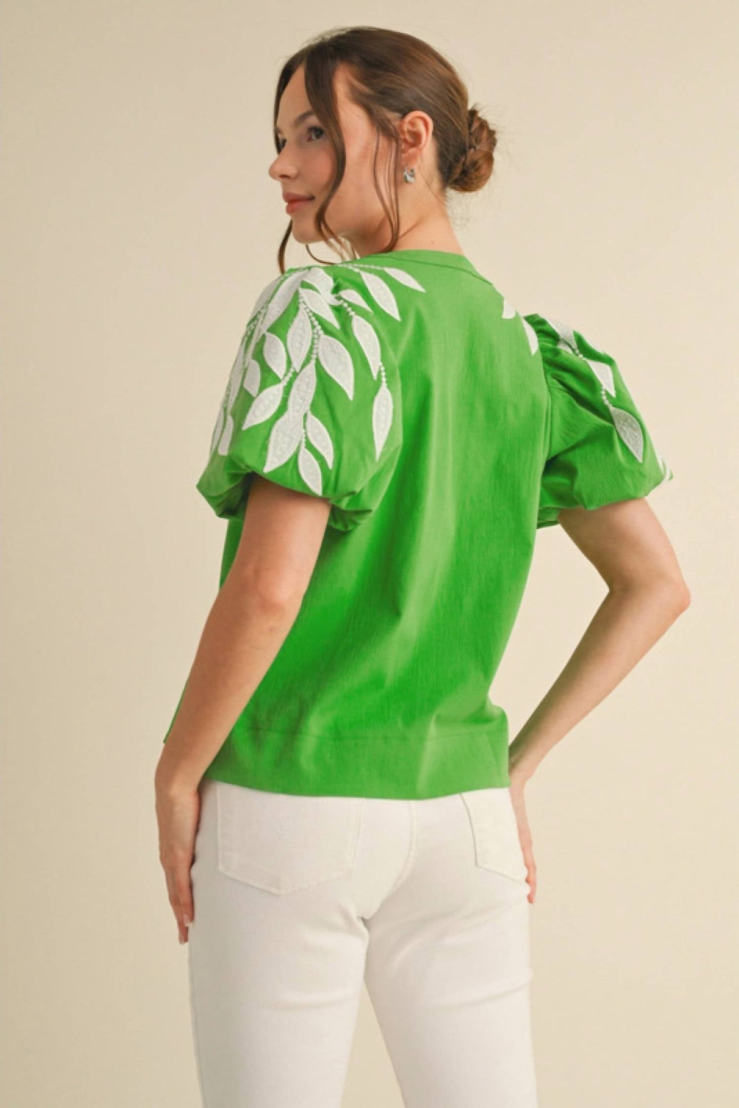 Jodifl - Gwen Embroidered Puff Sleeve Top