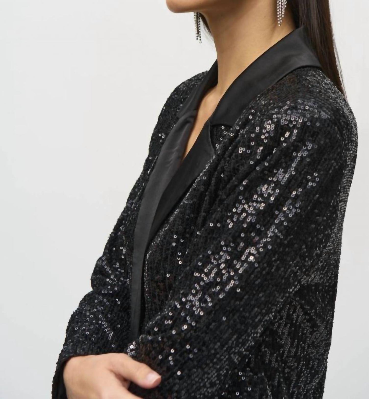Joseph Ribkoff - Sequined Satin Trim Blazer