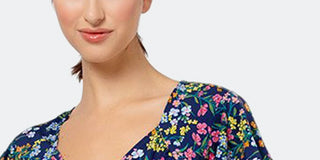 Leota Women's Sweetheart Faux Wrap Flutter Sleeve Dress Blue Size Large