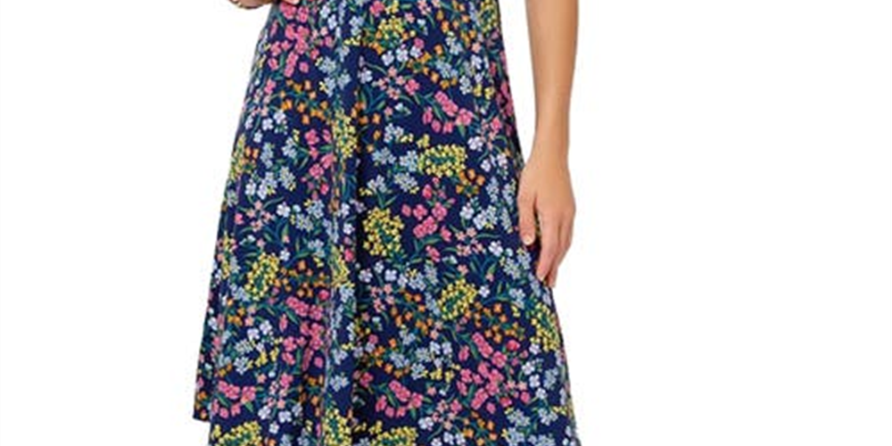 Leota Women's Sweetheart Faux Wrap Flutter Sleeve Dress Blue Size Small