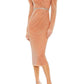 Mac Duggal - Beaded Wrap Over Puffsleeve Midi Dress