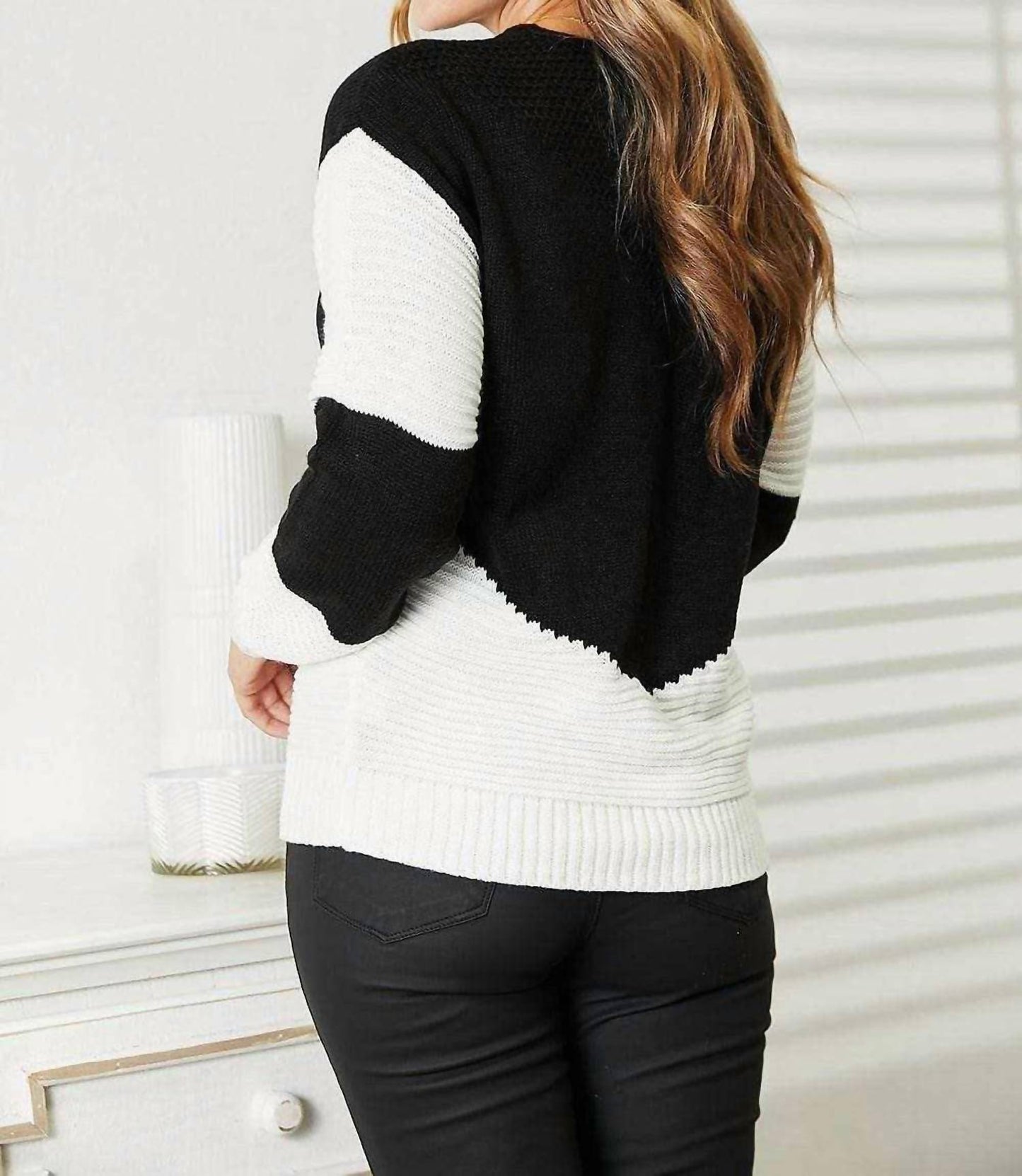 Double Take - Feminine Openwork Knit Sweater
