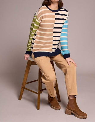 Tribal - Multi Stripe Lightweight Crewneck Sweater