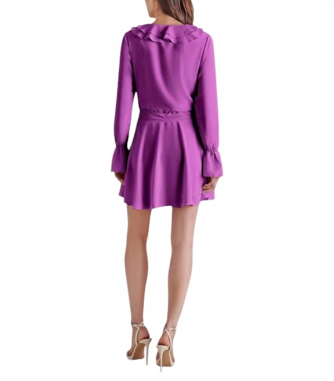 Steve Madden - Farron V-neck Long-sleeve Ruffle Dress