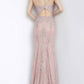 Jovani - Lace Deep V-neck Dress
