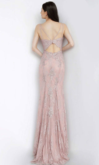 Jovani - Lace Deep V-neck Dress