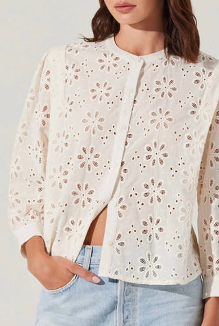 Astr - Savanna Eyelet Button Up Top