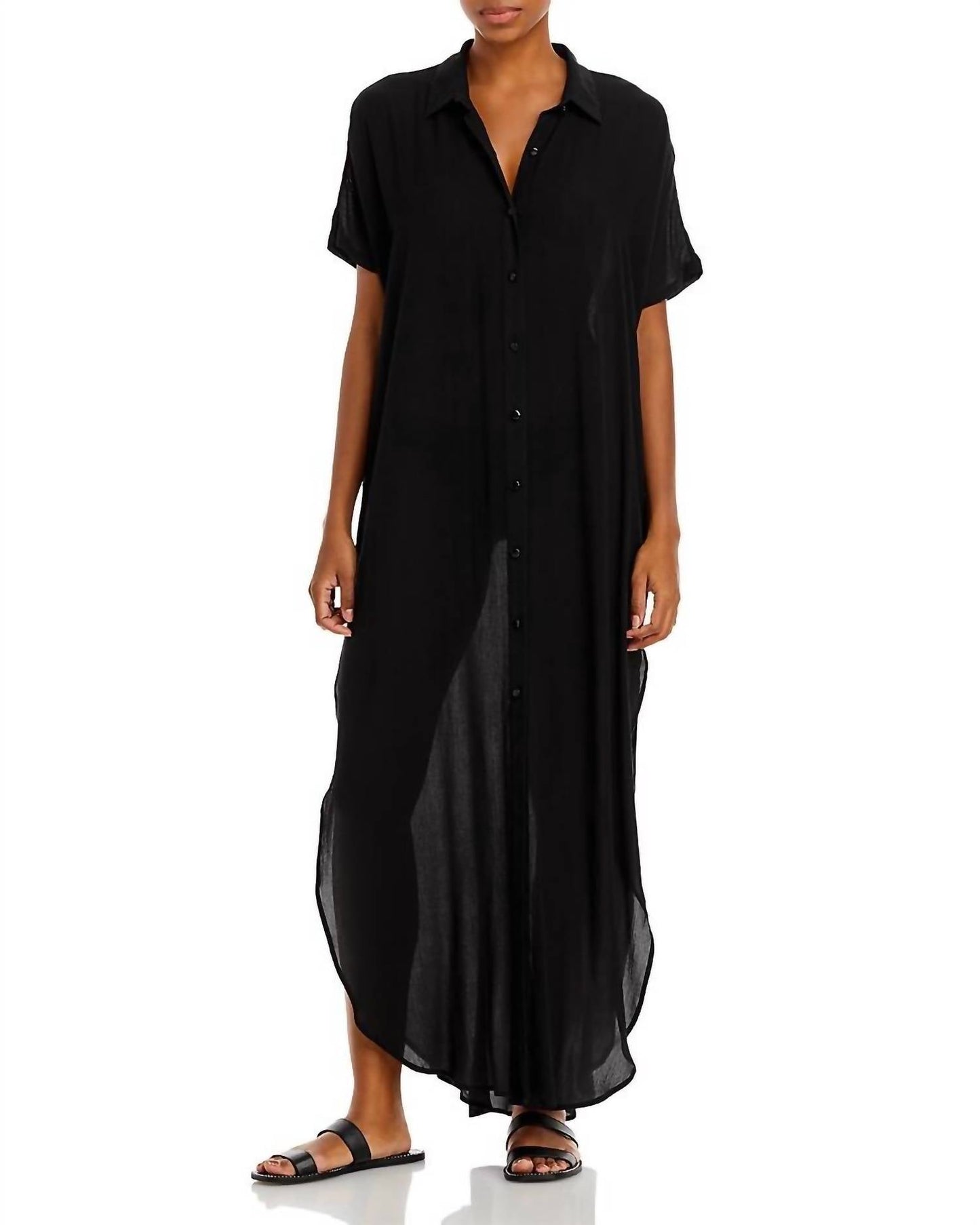 Aqua - Swim Button Front Maxi Swim Cover-up