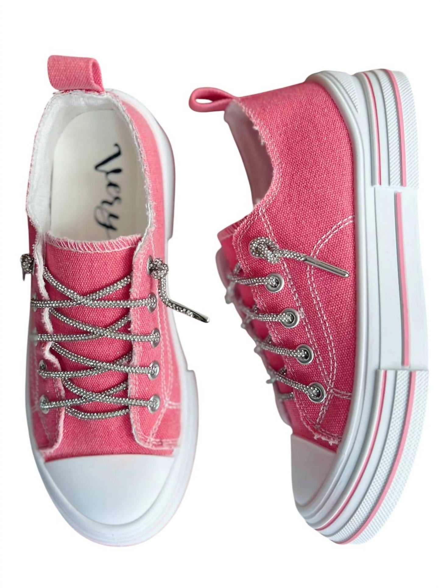 Very G - Women's Slip-on Sneakers With Sparkle Laces