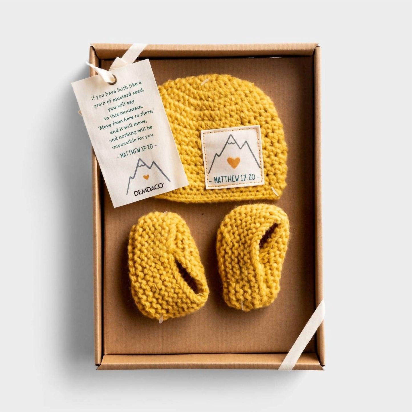 Demdaco - Faith Can Move Mountains Hat Booties Set