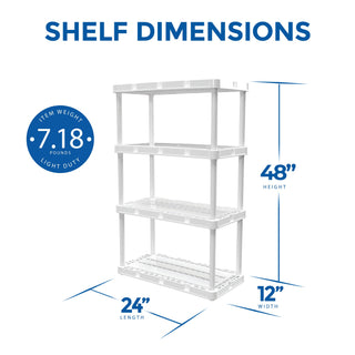 Gracious Living 4 Shelf Knect-A-Shelf Fixed Height Light Duty Storage Unit,White